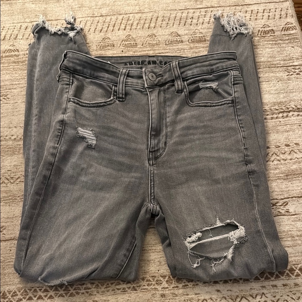 American Eagle Outfitters Gray Skinny Distressed Jeans